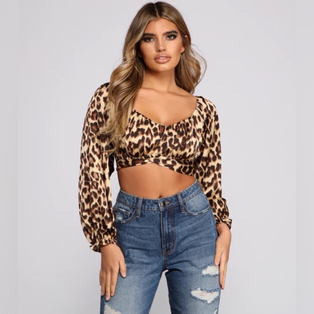 Windsor Feline Fierce Leopard Print Crop Top